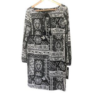 NWT Danillo Stefani Boutique Sheath Dress Long Sleeve Black / White Size Medium